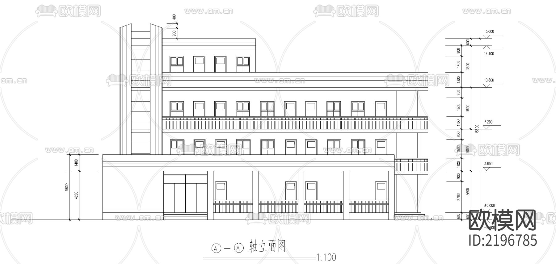 小学教学楼CAD施工图下载（渲染图3）