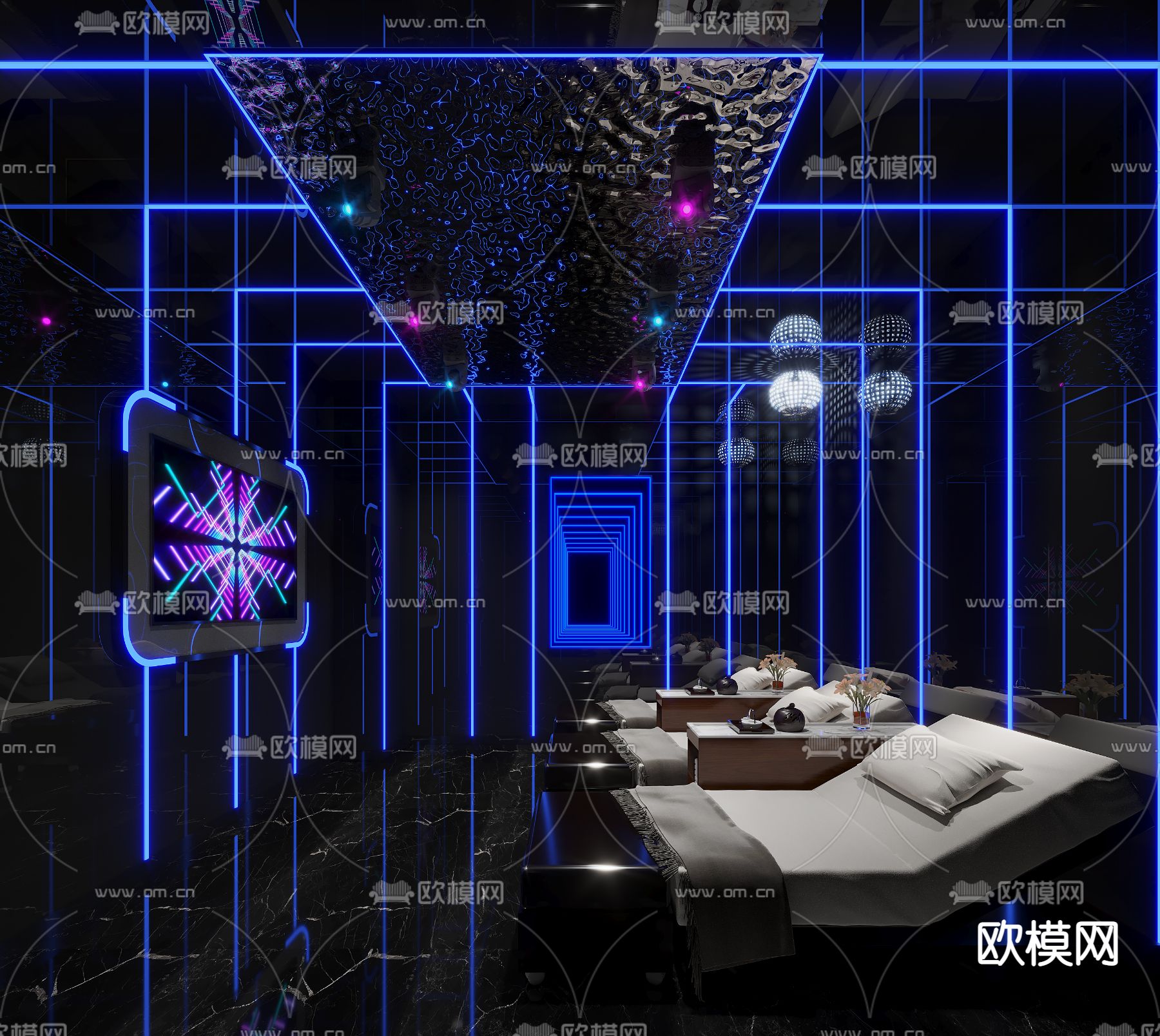 现代沐足阁足浴包房3d模型下载