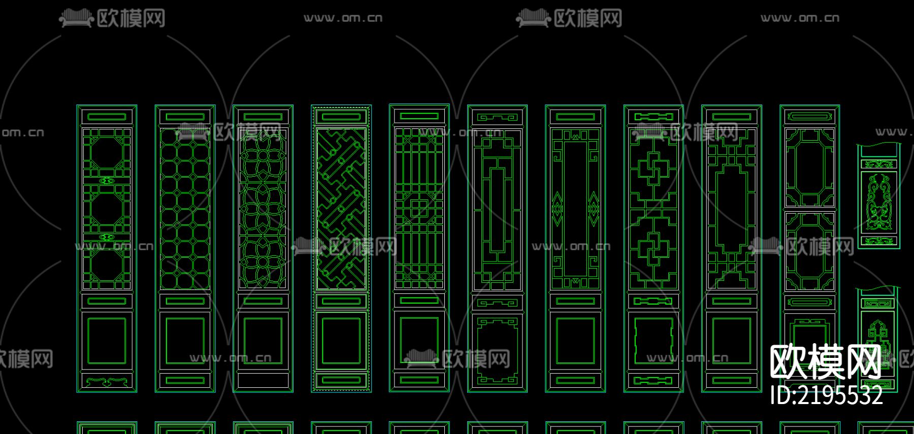 木制隔断CAD图库下载（渲染图2）