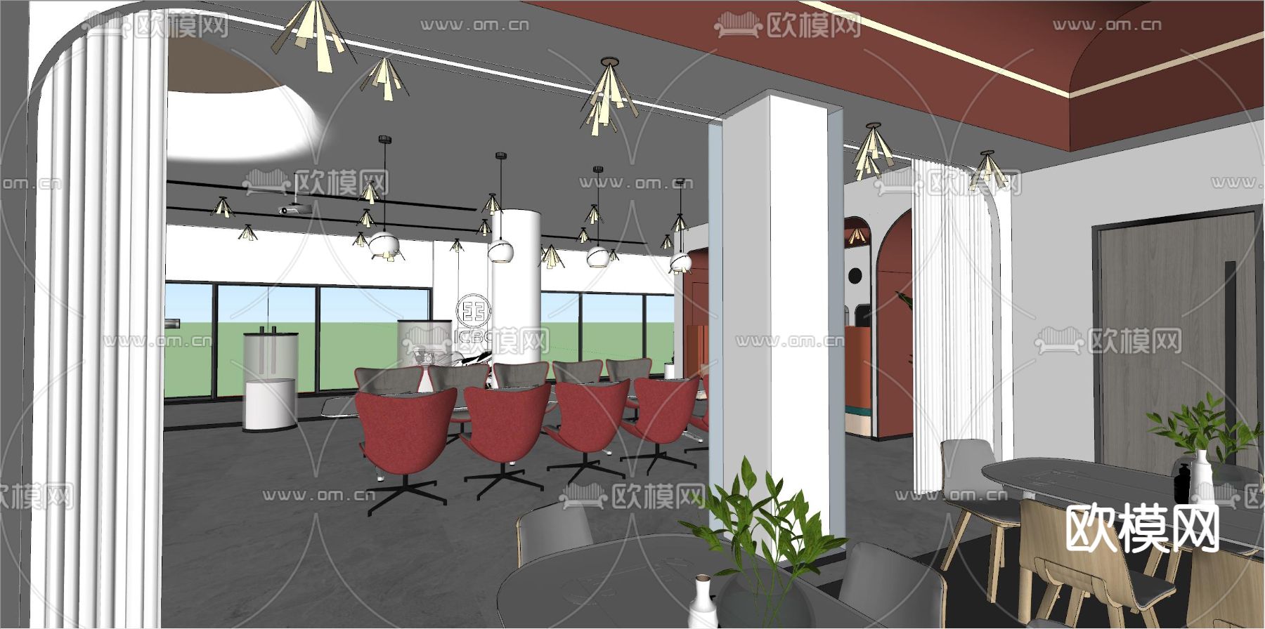 现代办公接待室su模型下载（渲染图8）