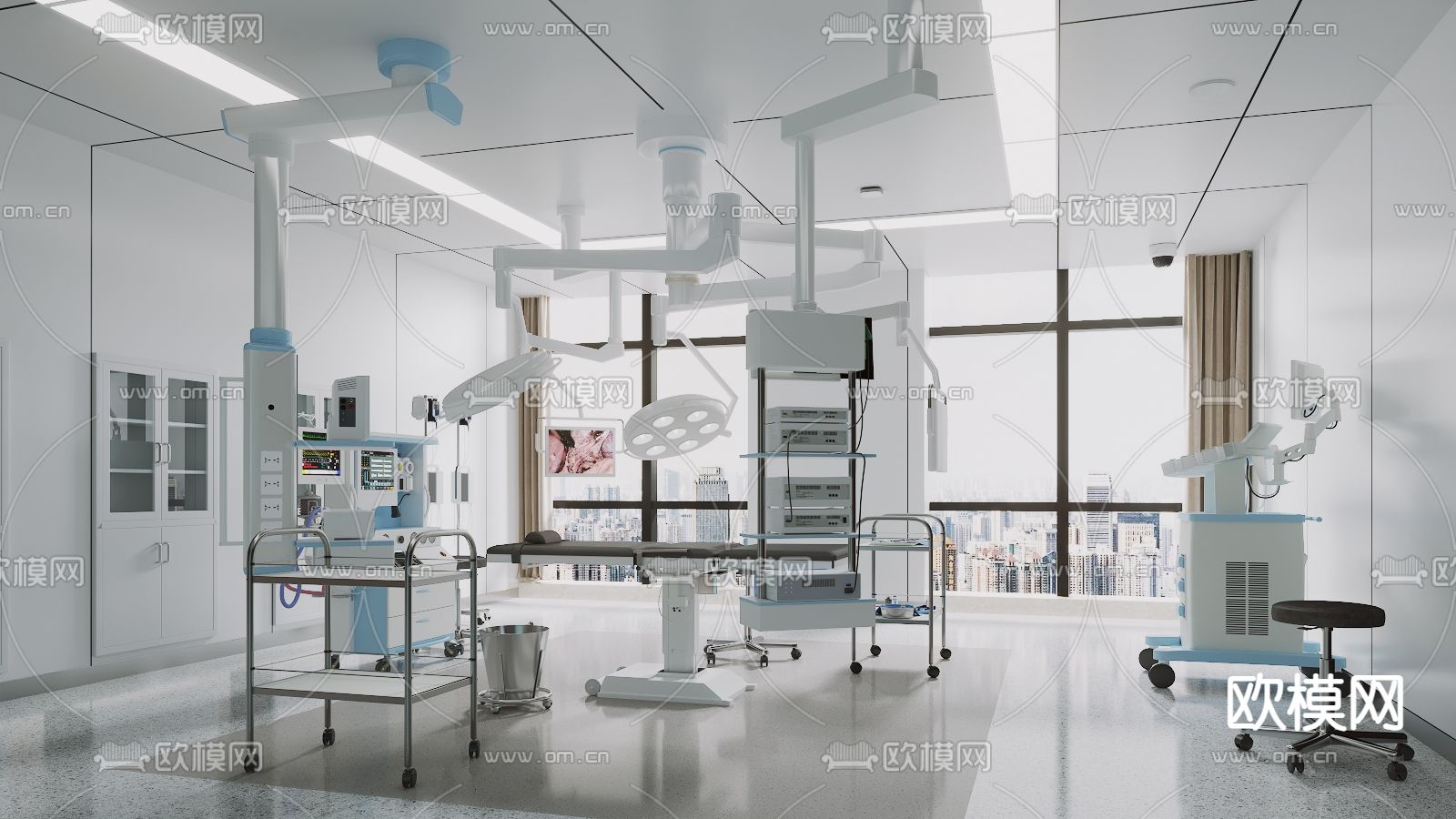 现代医院手术室3d模型下载（渲染图2）