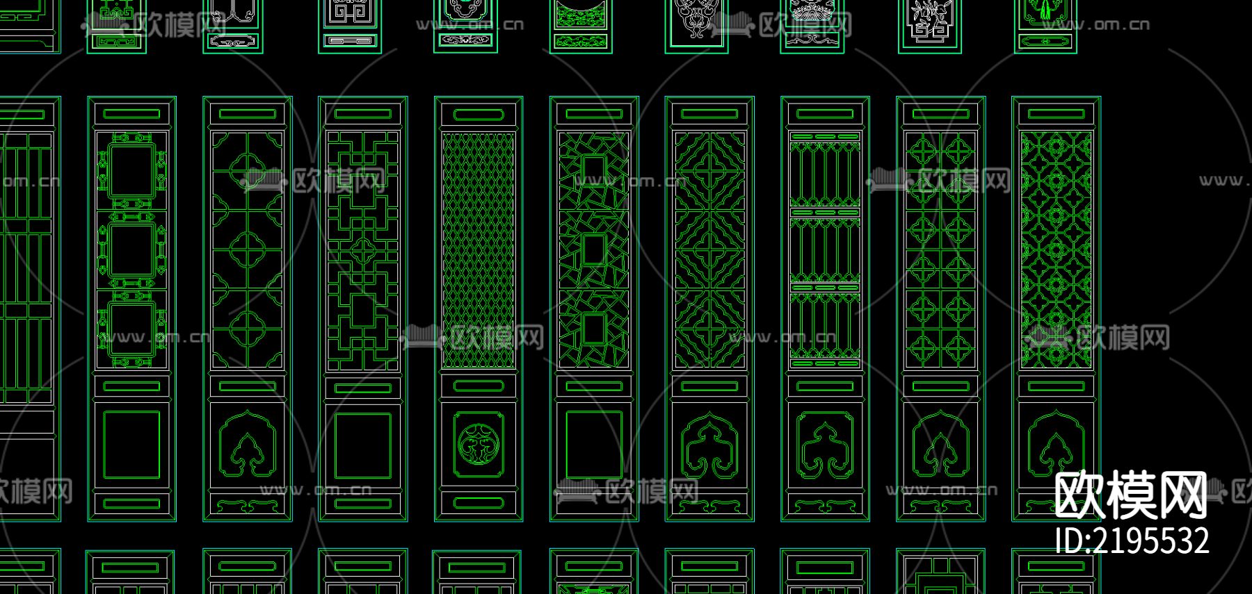 木制隔断CAD图库下载（渲染图5）