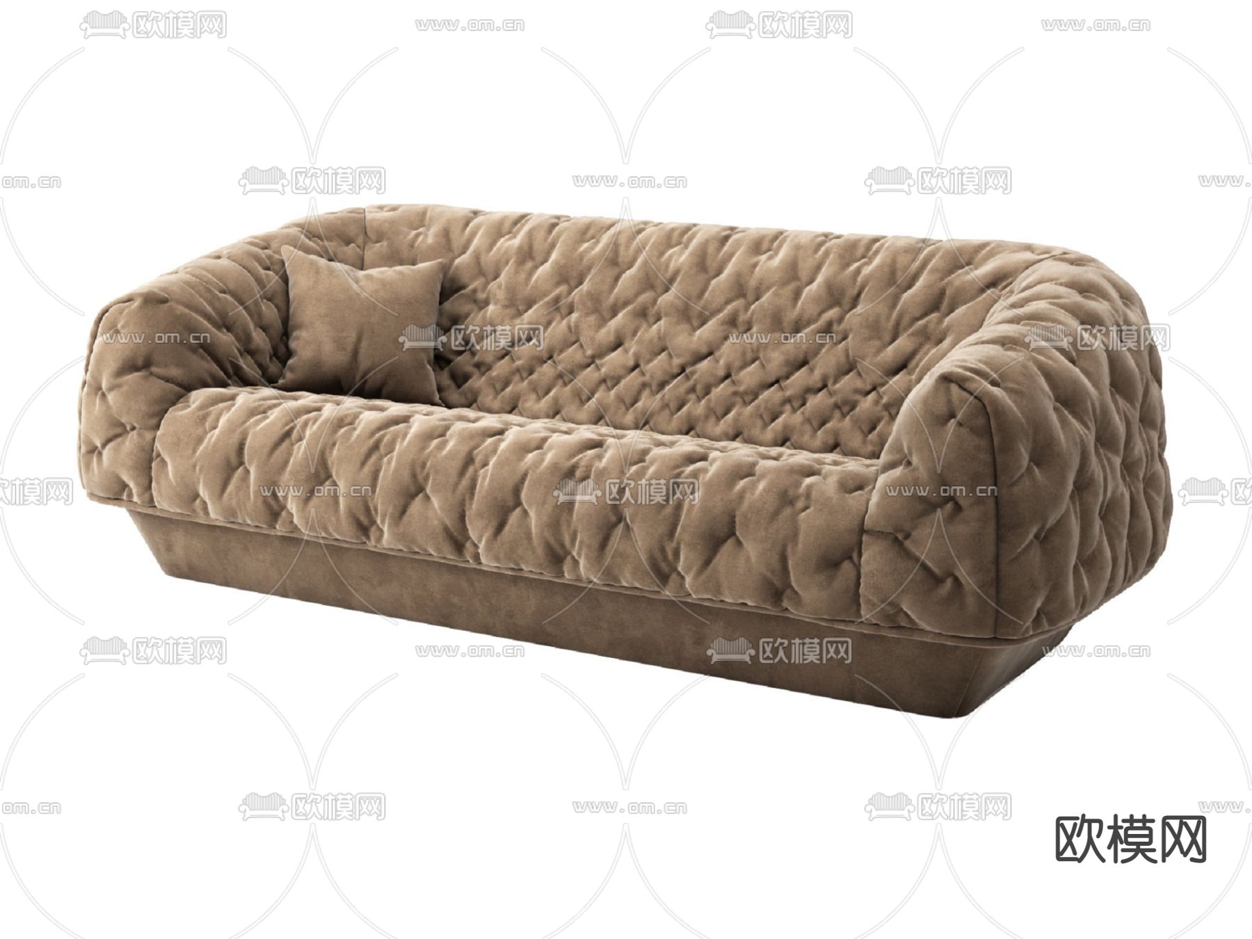 现代啡色软体双人沙发3d模型下载