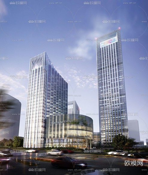 现代商业办公楼建筑外观3d模型下载