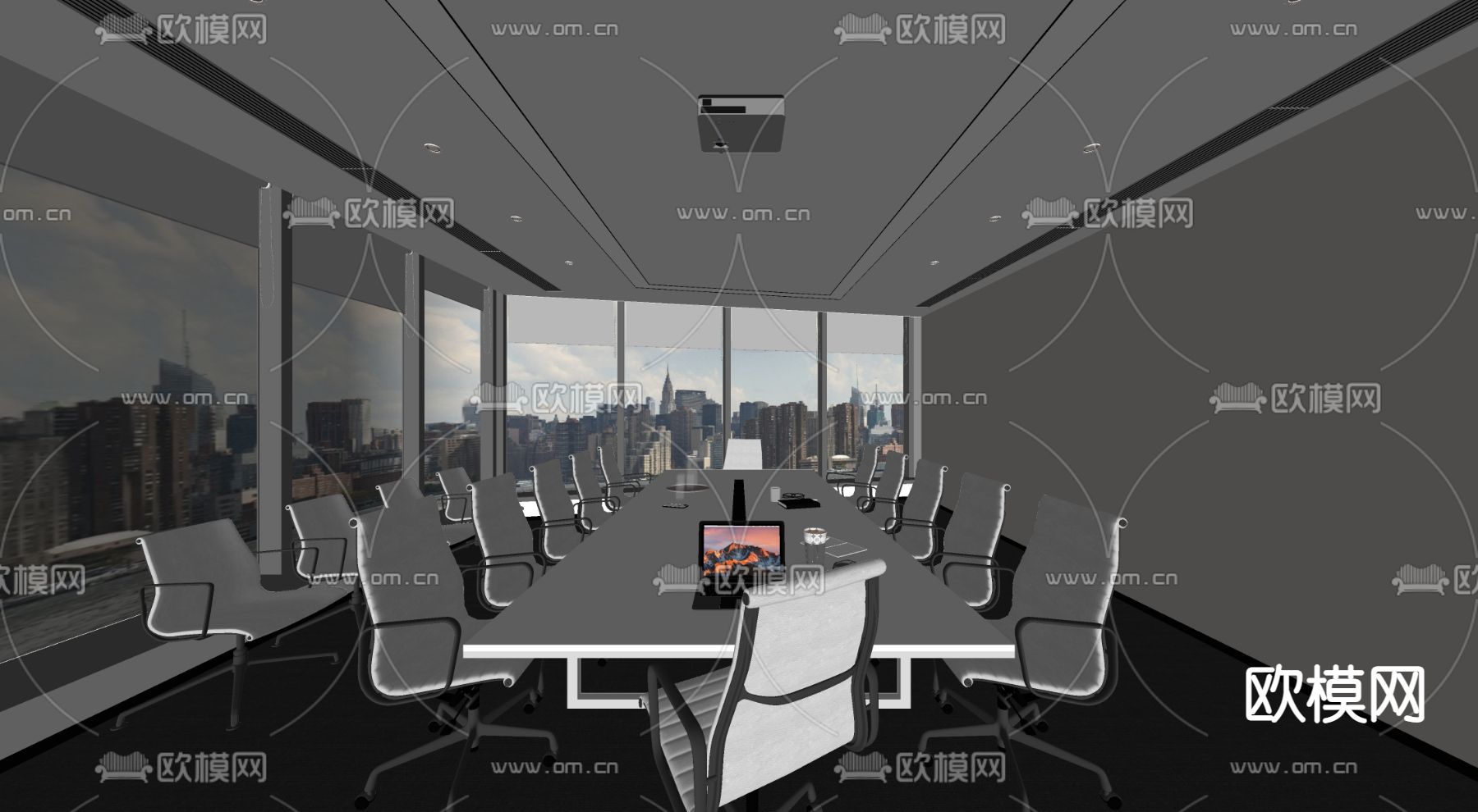 现代会议室su模型