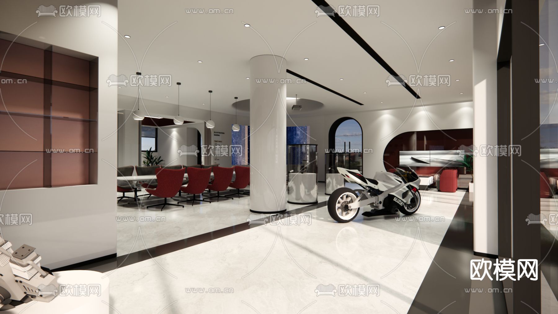 现代办公接待室su模型下载（渲染图5）