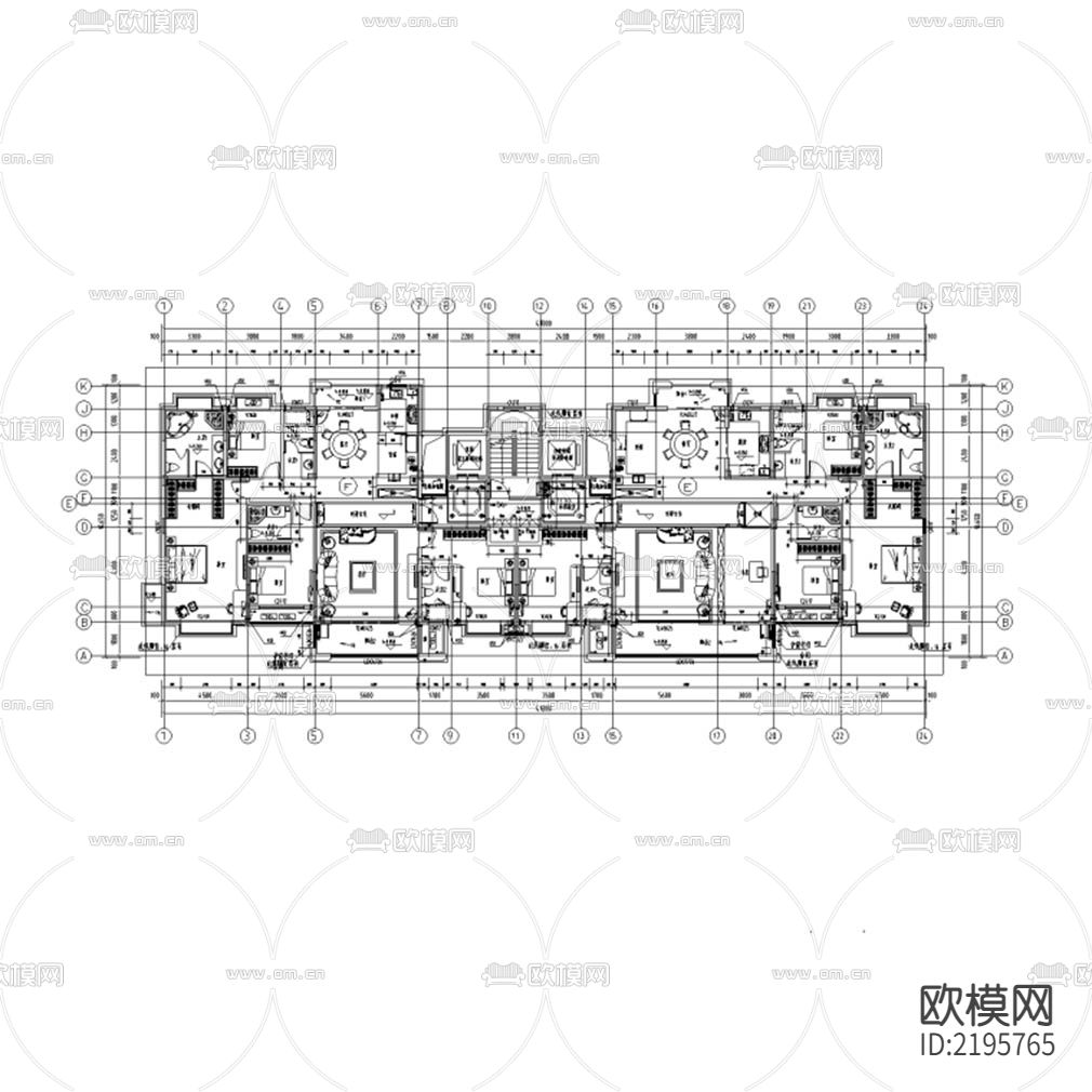 540平大平层CAD施工图下载（渲染图1）