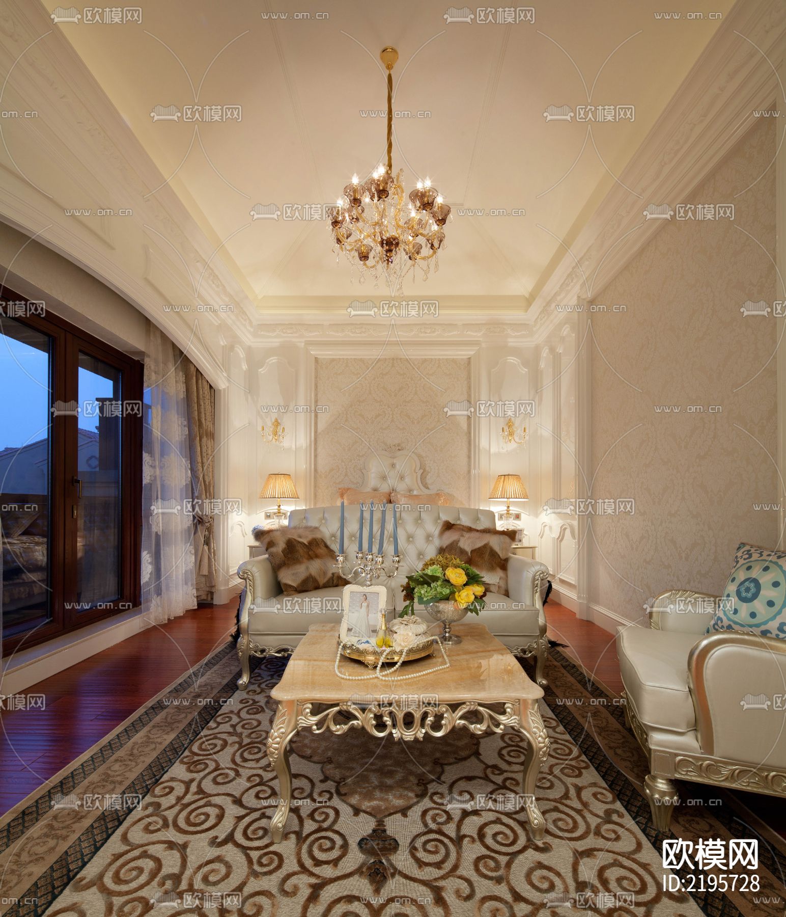 欧式双拼别墅效果图CAD施工图下载（渲染图5）