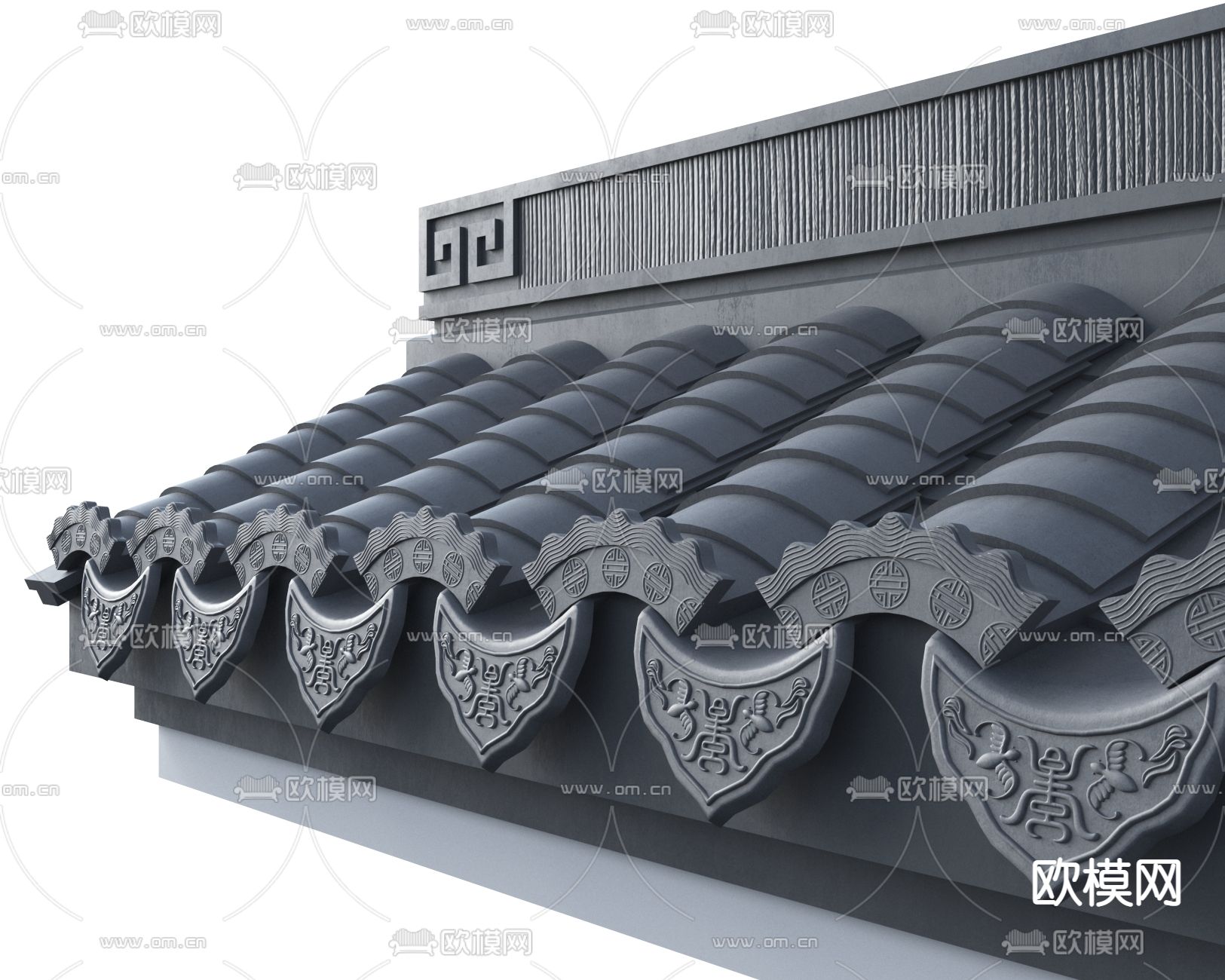 新中式门头屋檐建筑构件3d模型下载（渲染图3）