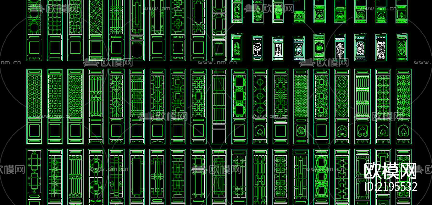 木制隔断CAD图库下载（渲染图1）