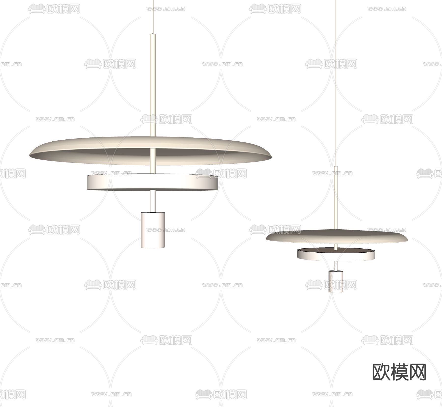 现代床头吊灯su模型下载（渲染图2）
