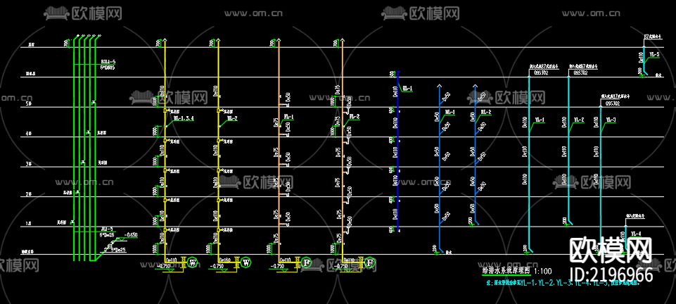界集镇金色界城31号楼给排水设计cad施工图下载（渲染图3）