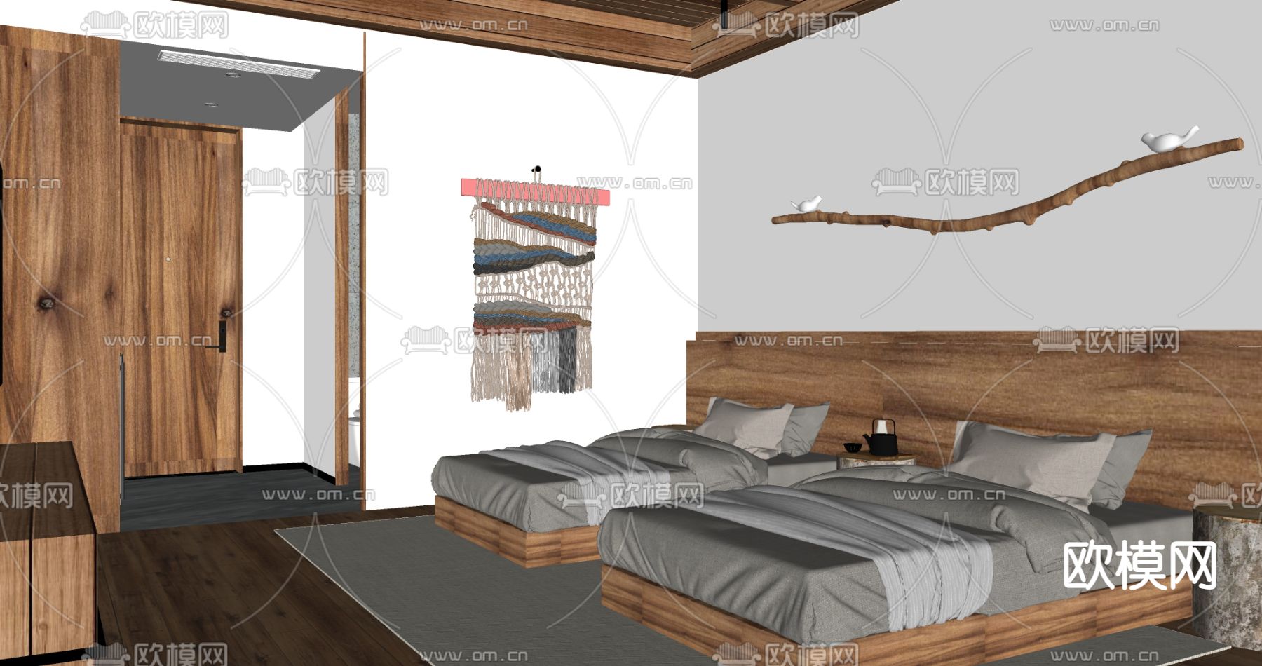 侘寂民宿客房su模型下载（渲染图2）