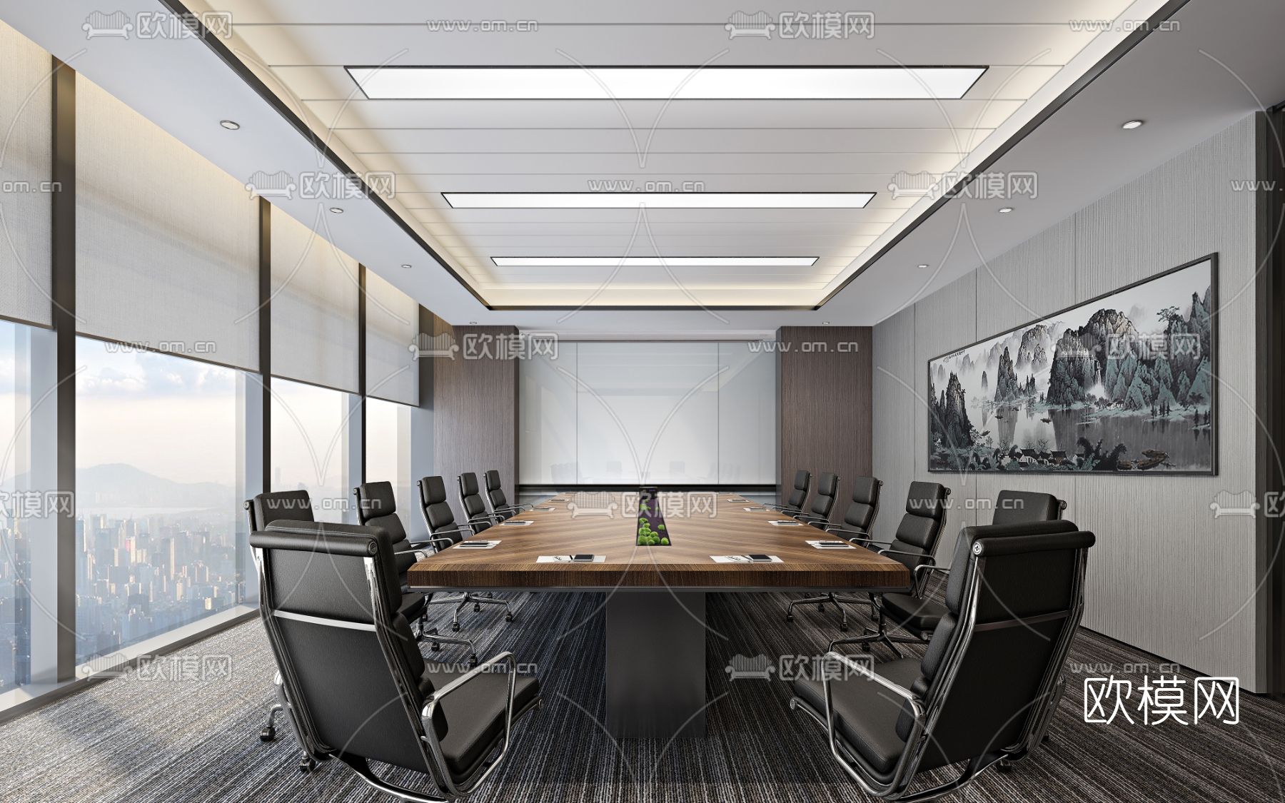 现代会议室3d模型下载