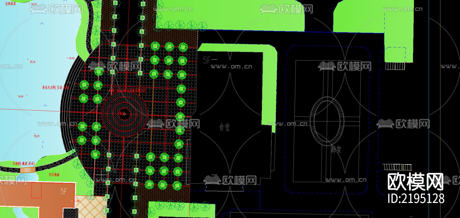 某专科学校景观CAD规划图下载（渲染图2）