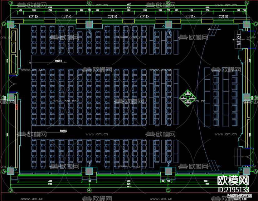 多功能厅CAD图纸下载（渲染图8）