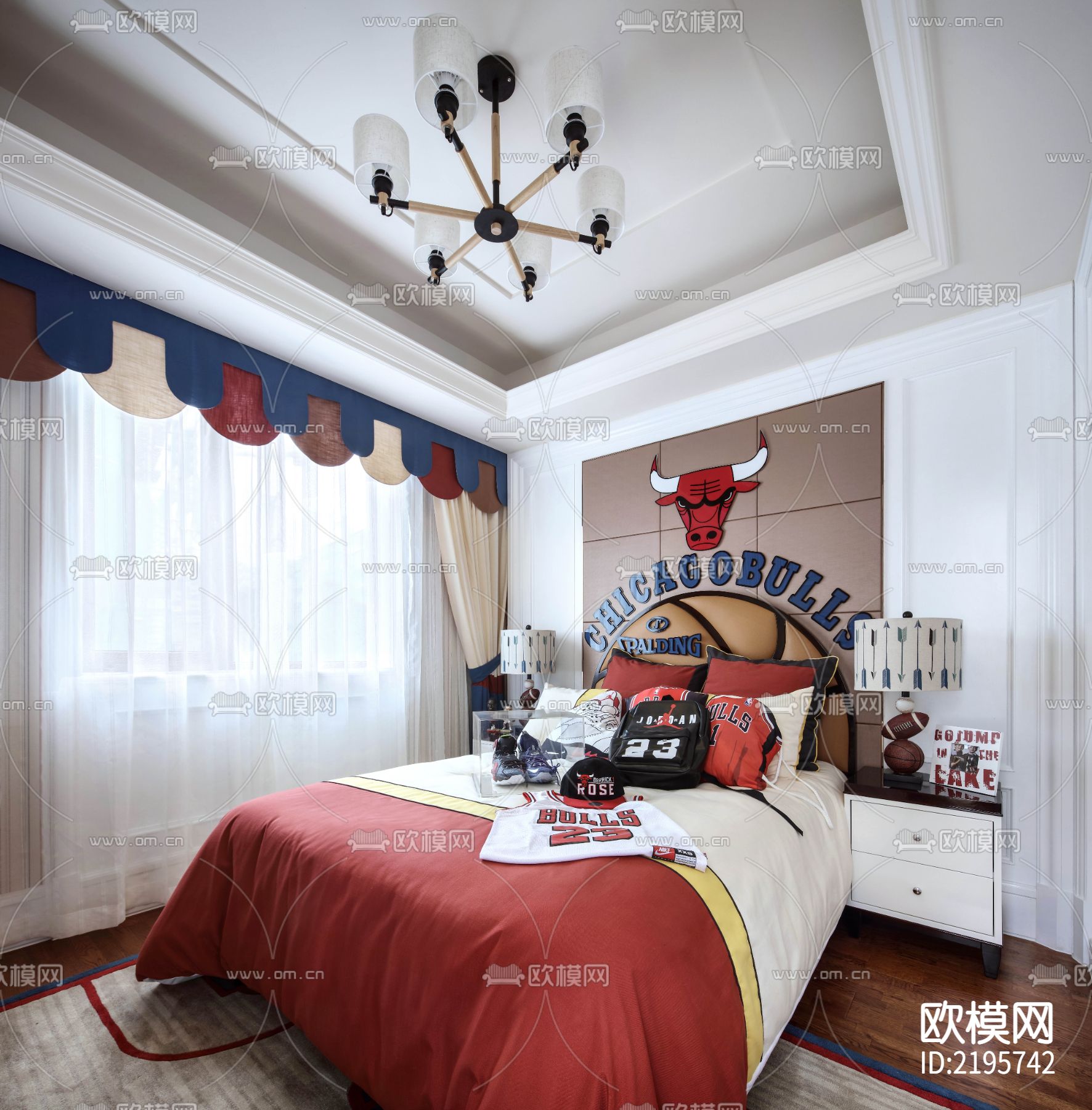 法式豪宅大平层效果图CAD施工图下载（渲染图4）