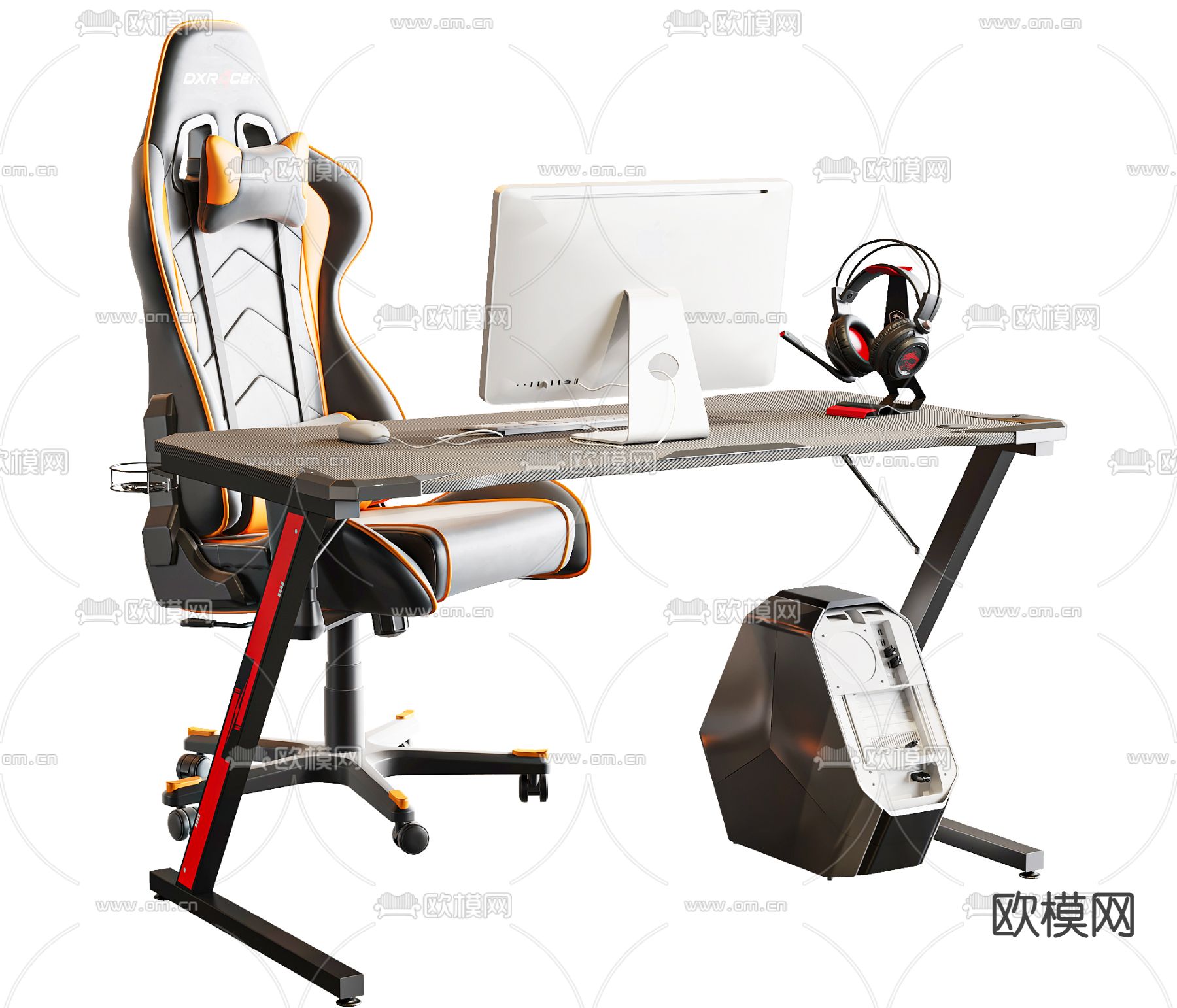 现代电竞游戏桌椅su模型下载（渲染图1）