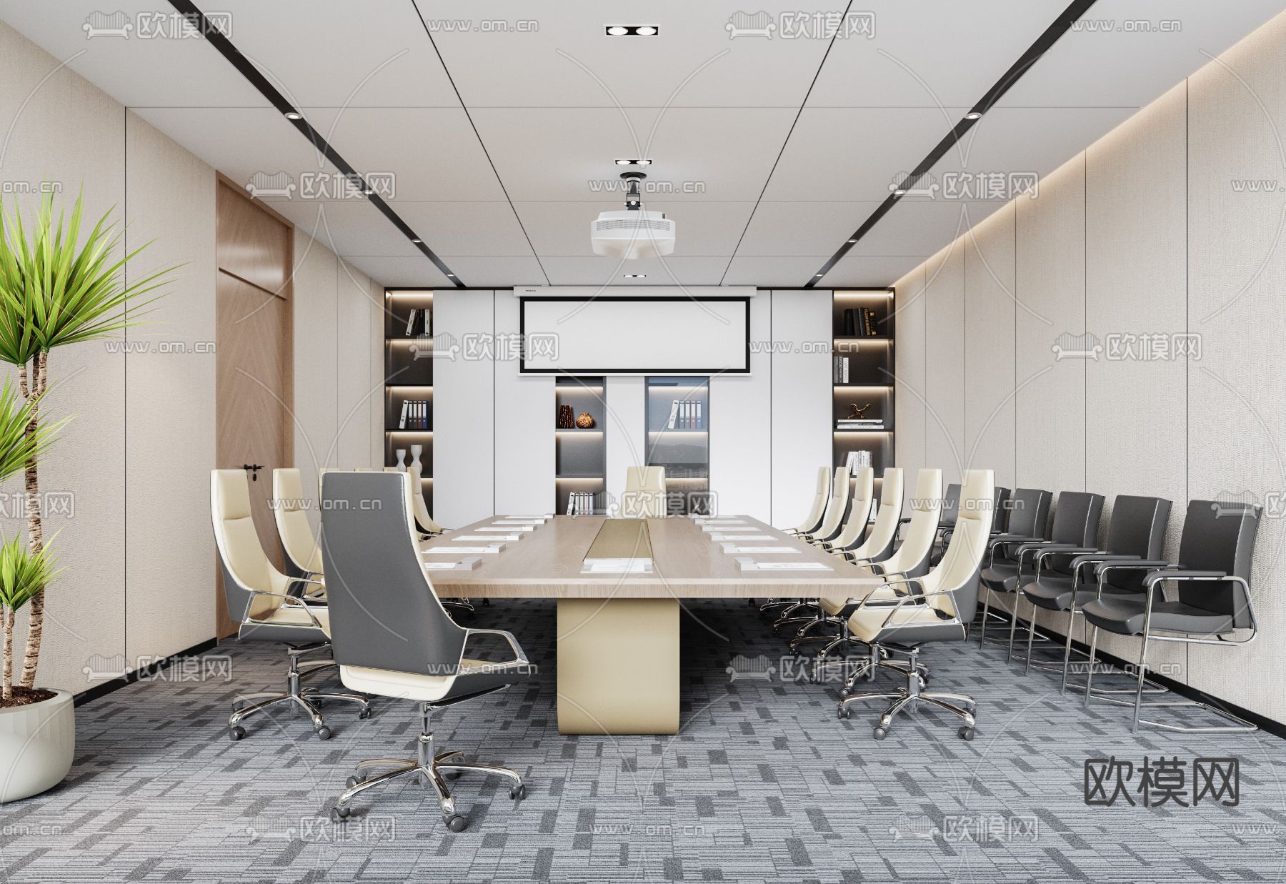 现代会议室3d模型下载