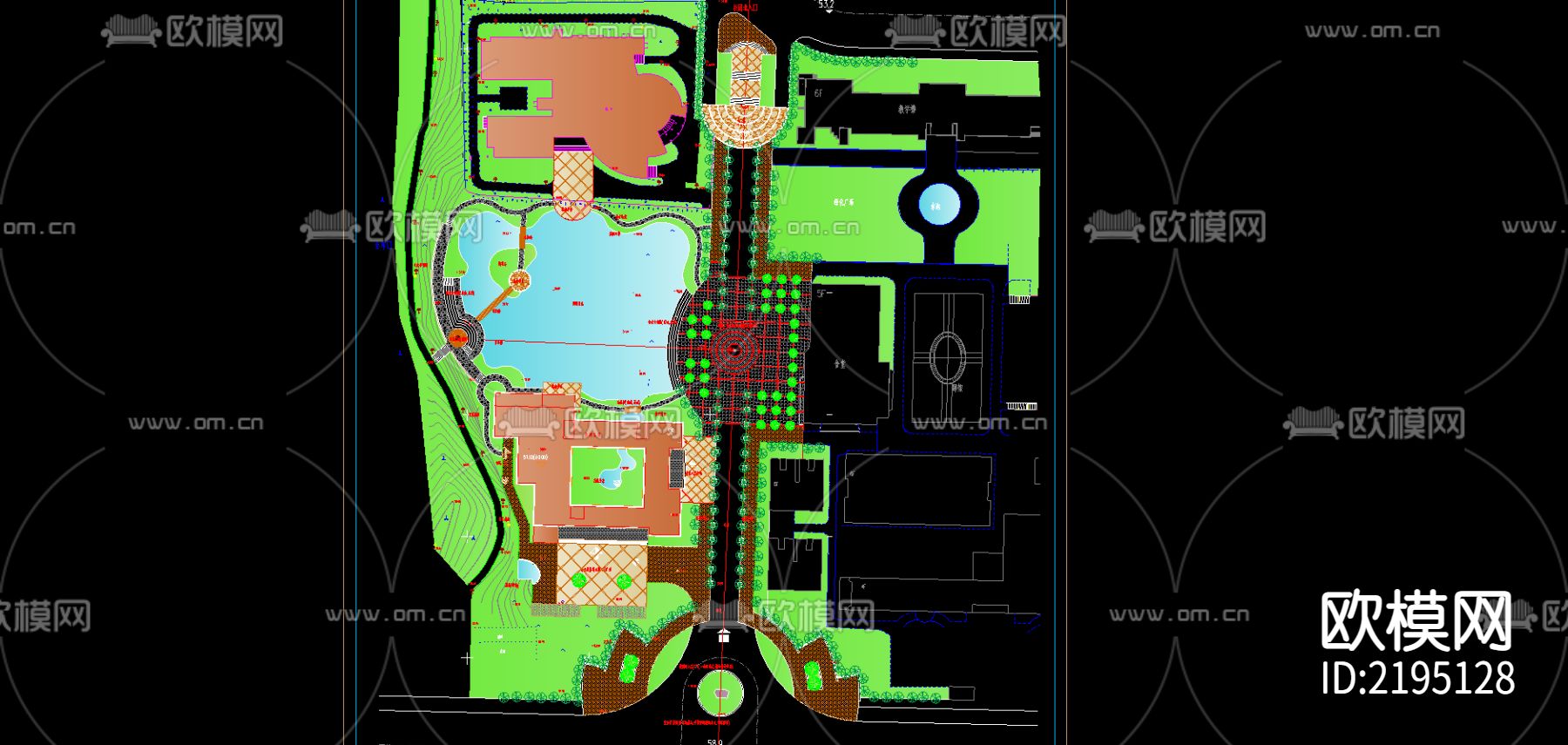 某专科学校景观CAD规划图下载（渲染图1）