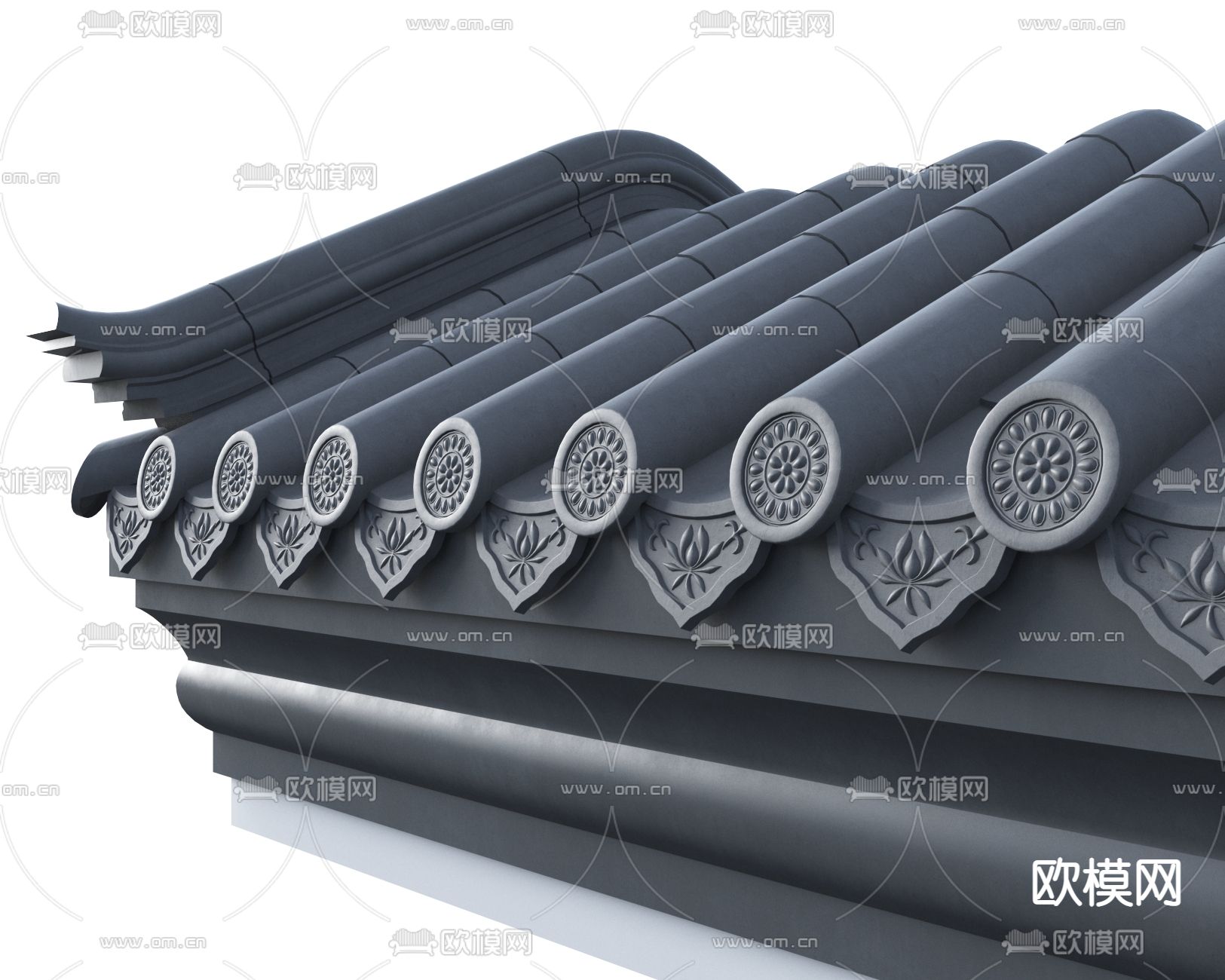 新中式门头屋檐建筑构件3d模型下载（渲染图2）