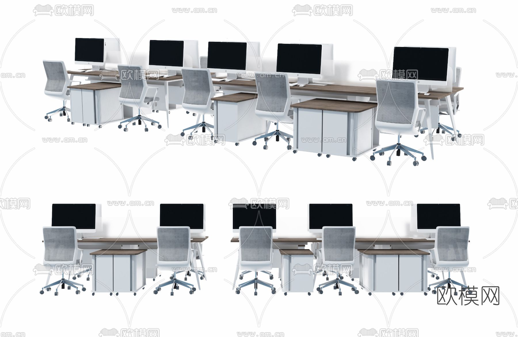 现代办公桌椅3d模型下载