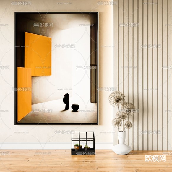 现代抽象装饰画3d模型下载