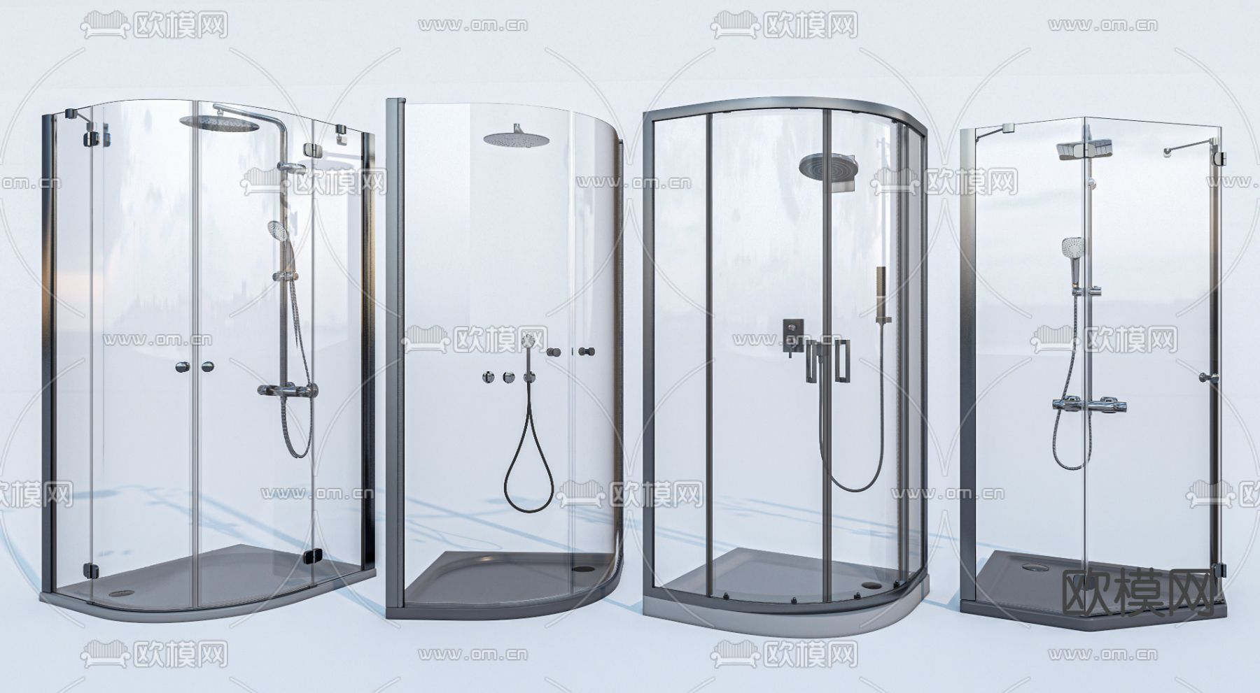 现代玻璃淋浴间su模型下载（渲染图1）