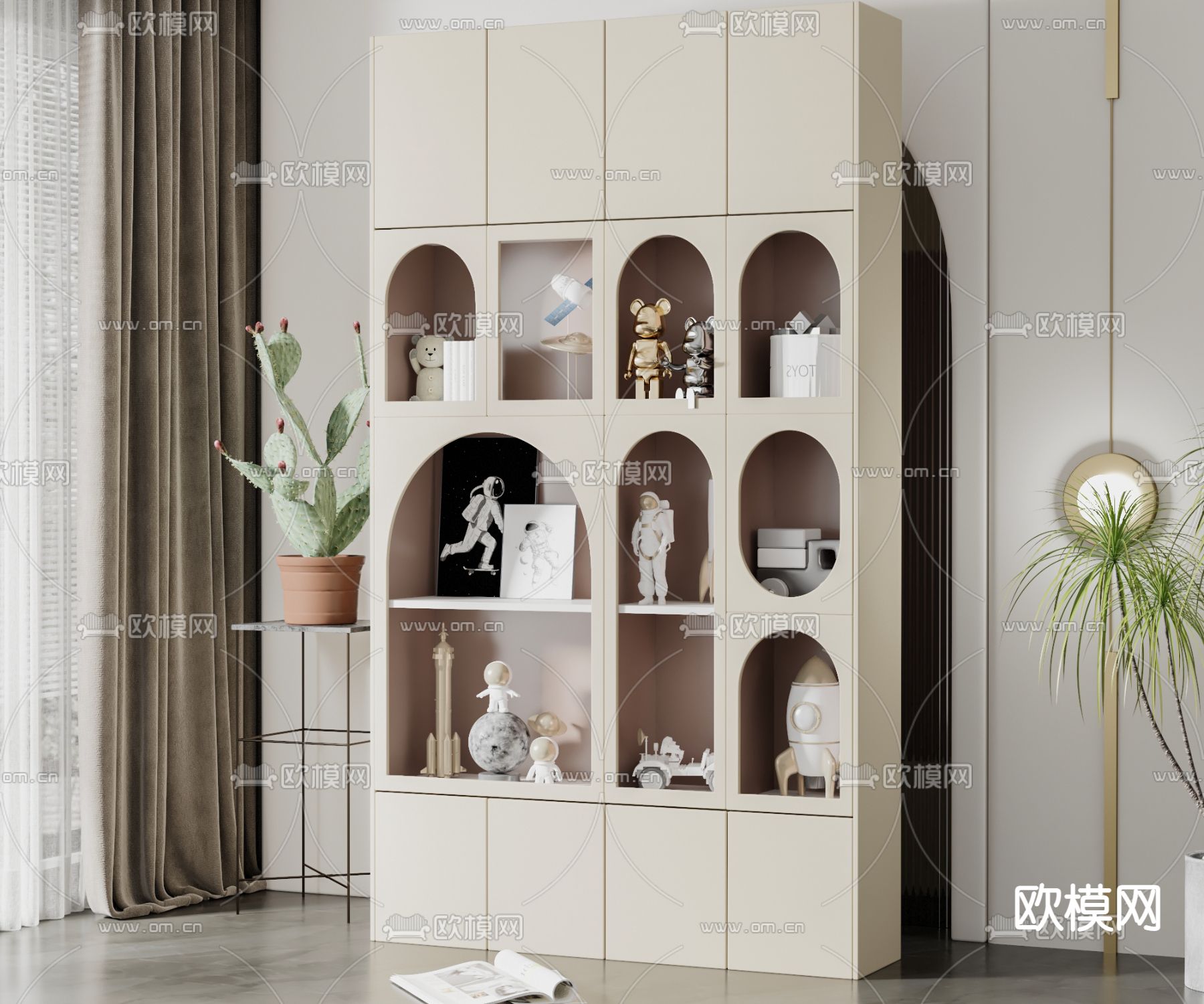 现代烤漆多功能儿童柜3d模型下载