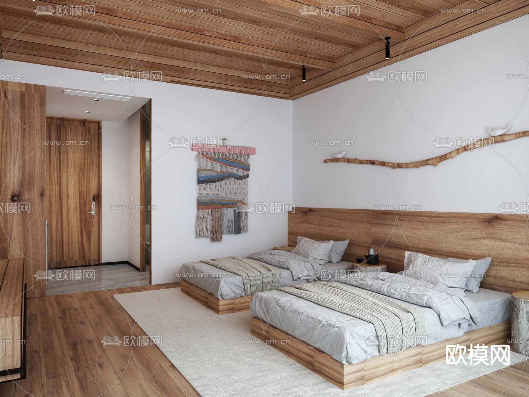 侘寂民宿客房su模型下载（渲染图1）