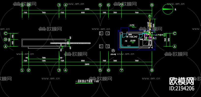 园区大门给排水CAD施工图下载（渲染图3）