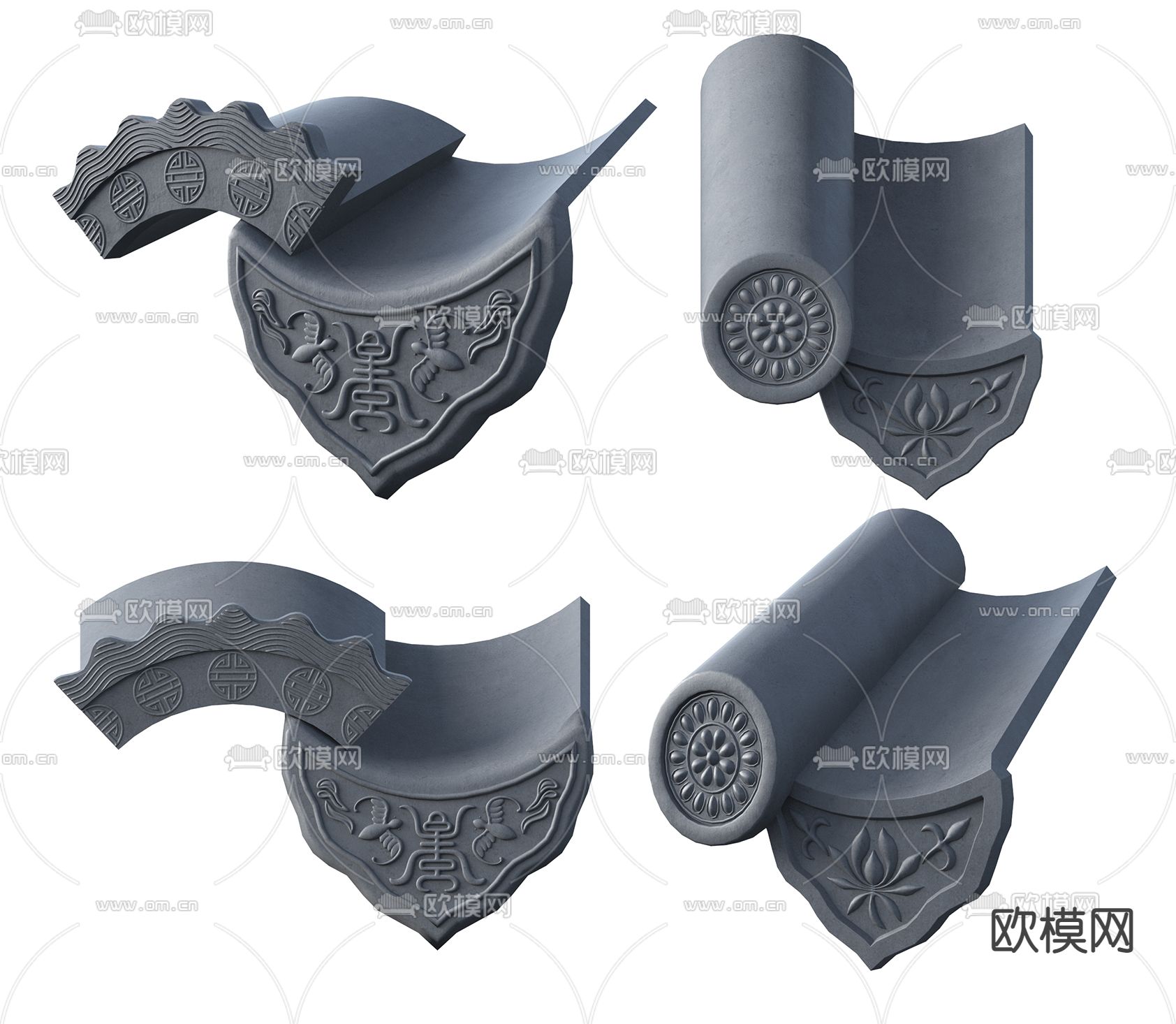 新中式门头屋檐建筑构件3d模型下载（渲染图6）