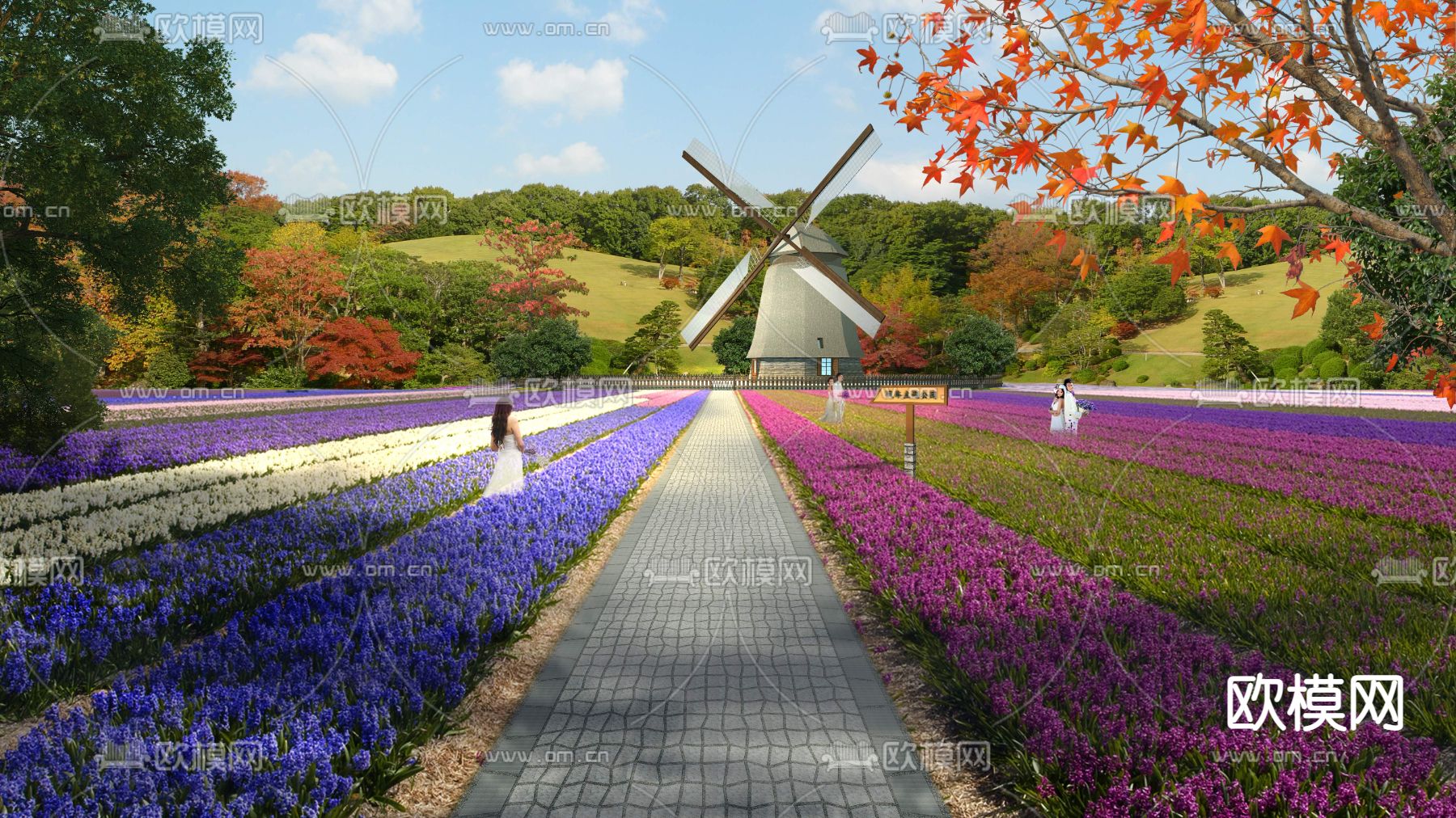 现代花海景观psd下载