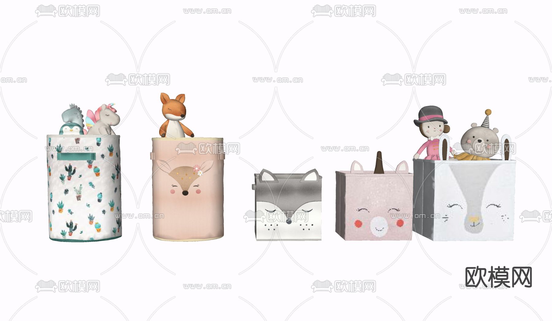 现代儿童玩具收纳筐su模型下载（渲染图2）