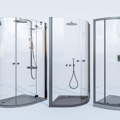  现代玻璃淋浴间su模型 