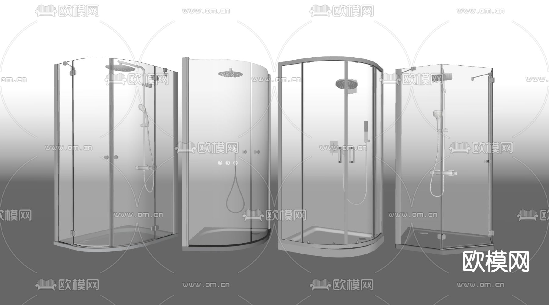 现代玻璃淋浴间su模型下载（渲染图2）