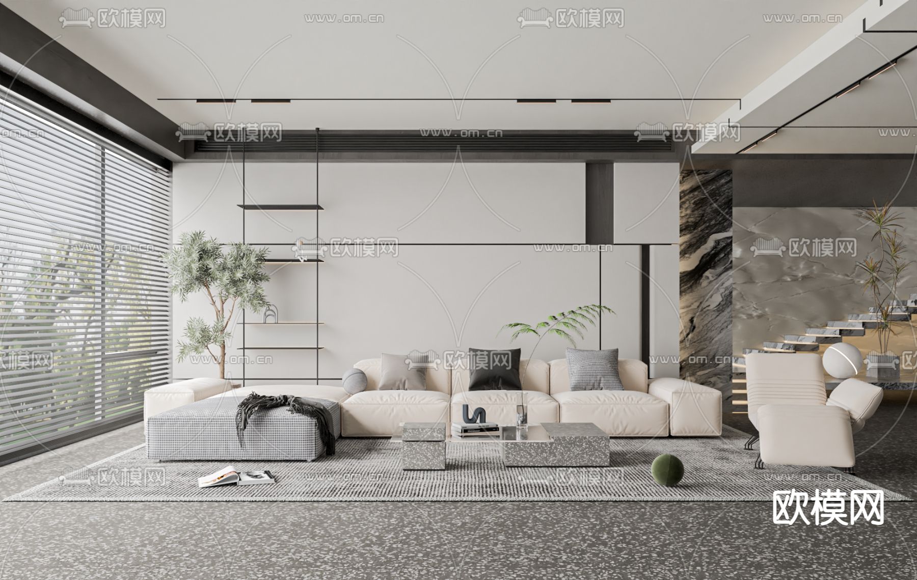 现代客厅su模型