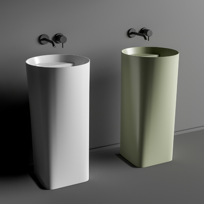  现代立式洗手台盆su模型 