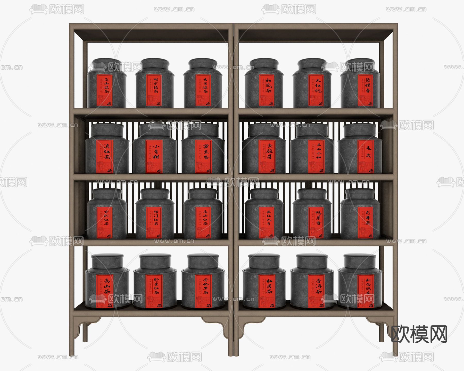 新中式茶叶罐su模型下载（渲染图2）