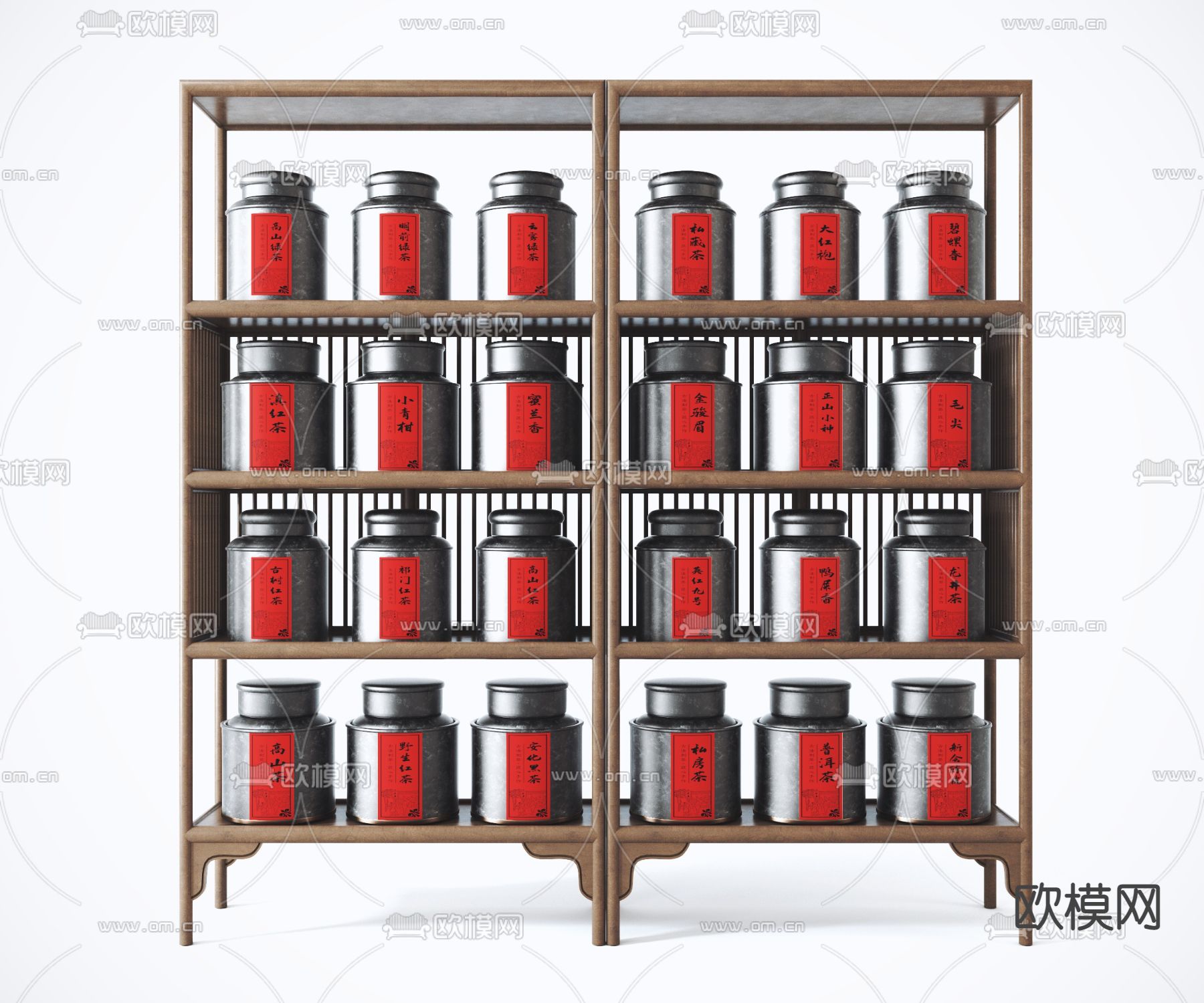 新中式茶叶罐su模型下载（渲染图1）