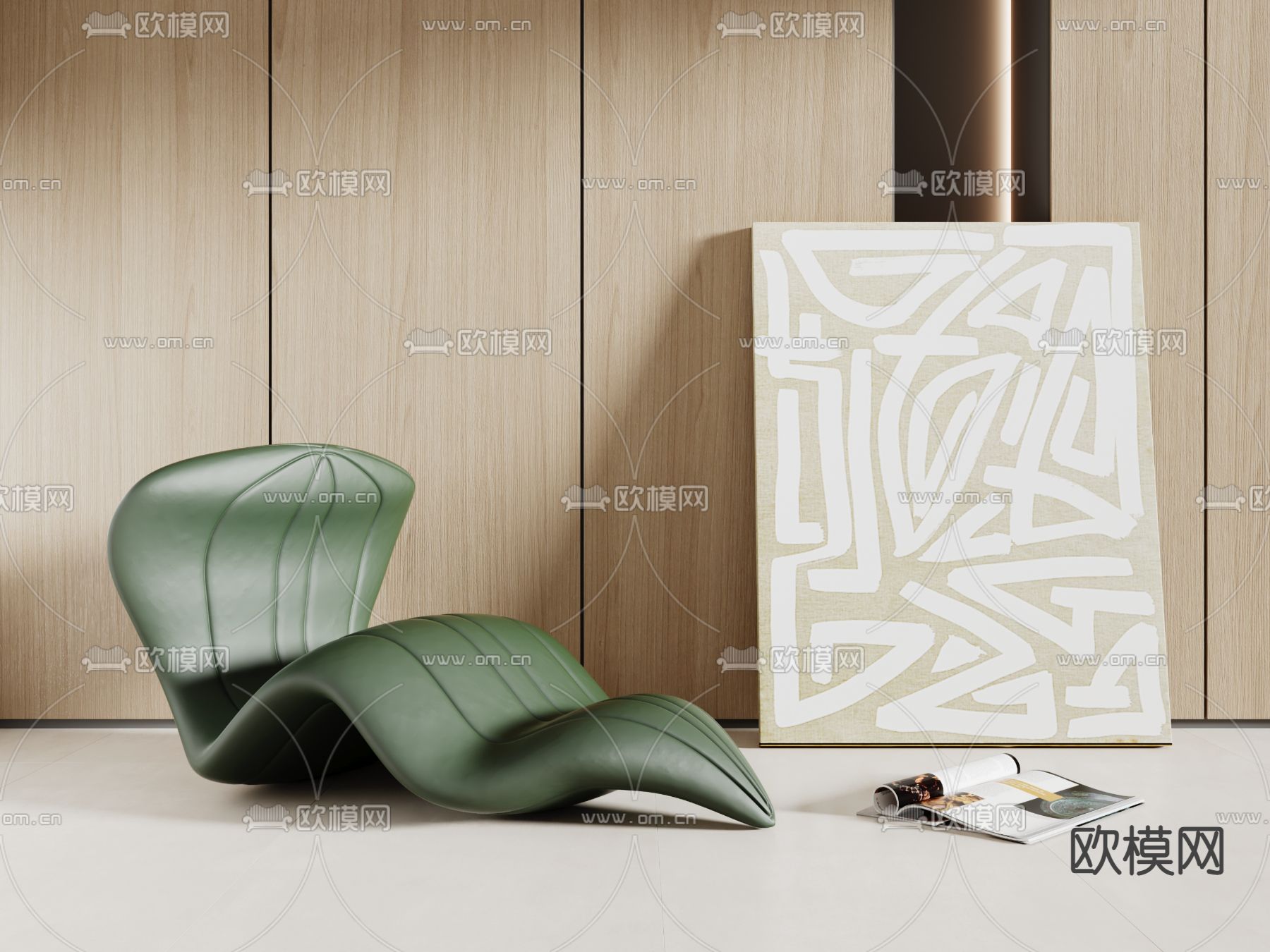 现代绿色毛毛虫懒人躺椅3d模型下载