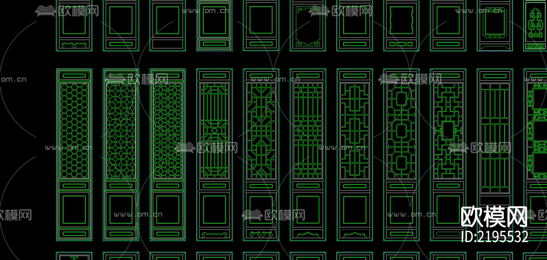 木制隔断CAD图库下载（渲染图3）