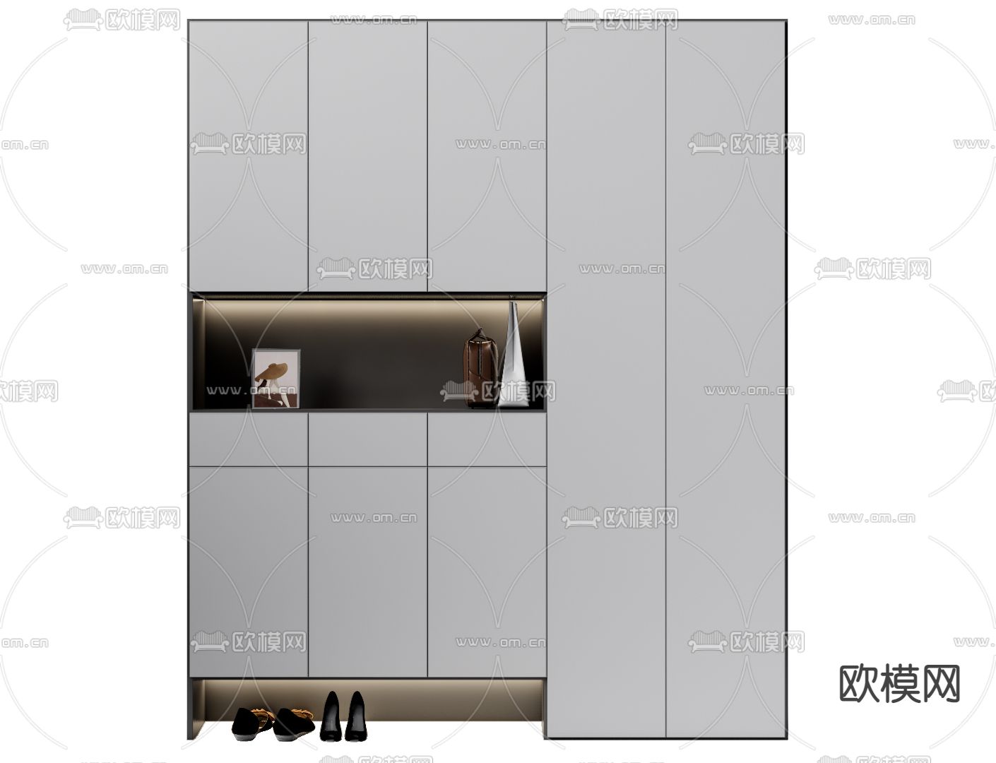 现代玄关鞋柜su模型下载（渲染图1）