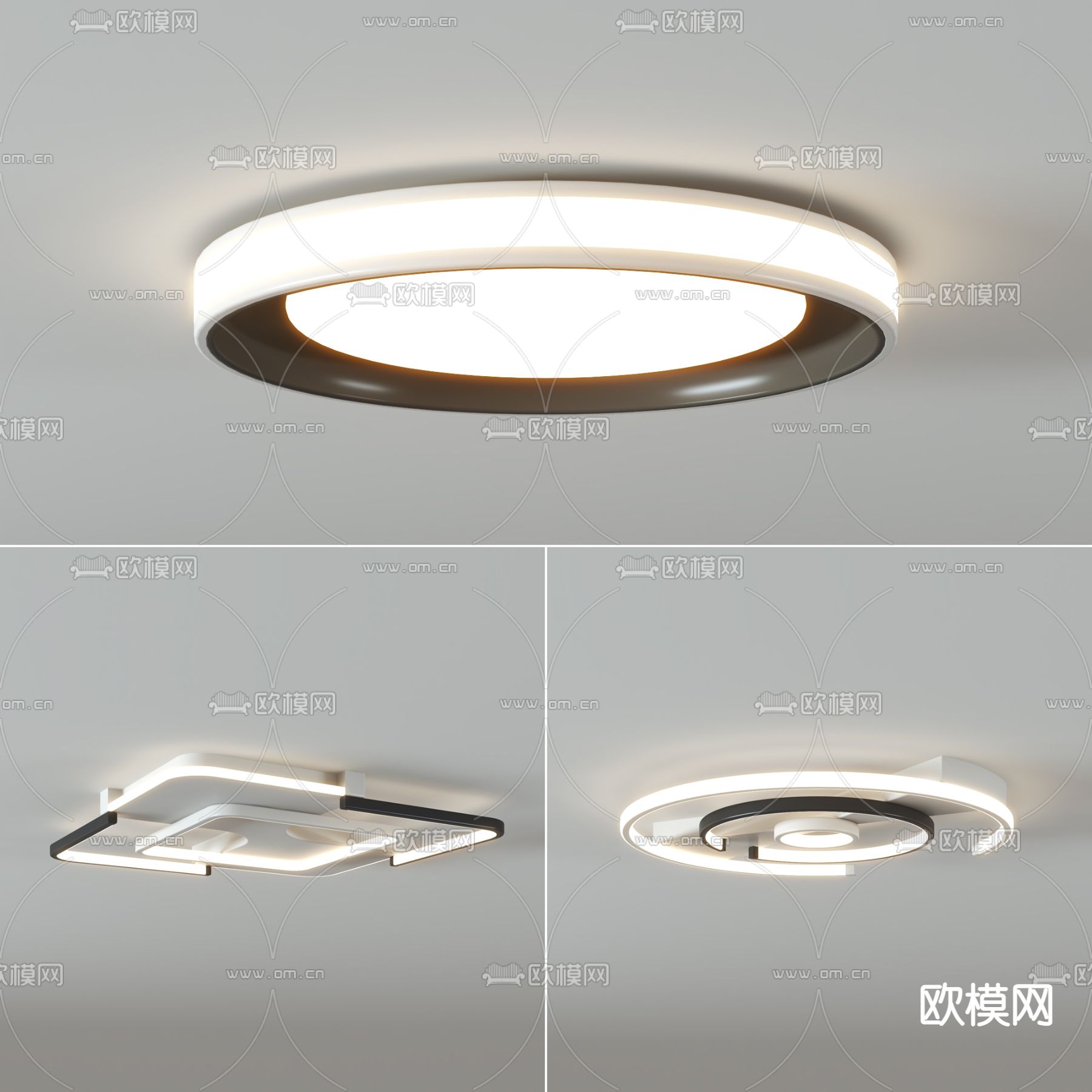 现代吸顶灯su模型下载（渲染图1）