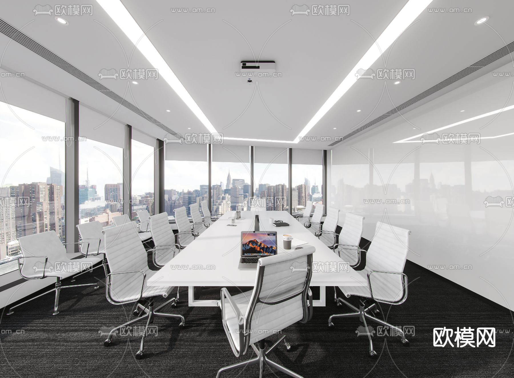 现代会议室su模型