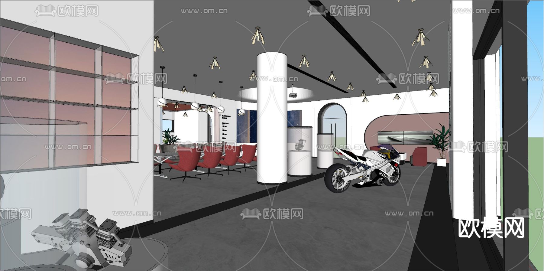 现代办公接待室su模型下载（渲染图10）