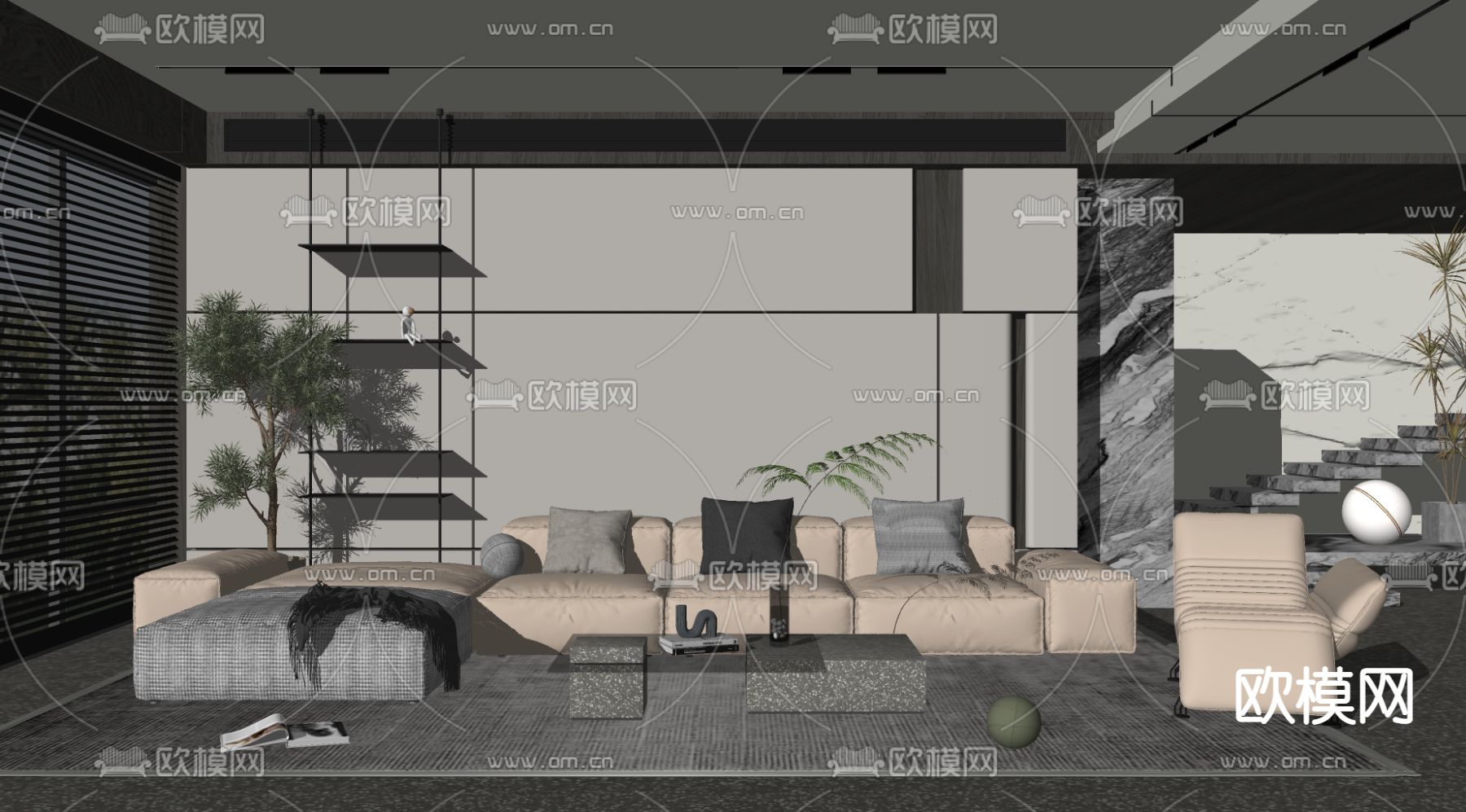 现代客厅su模型
