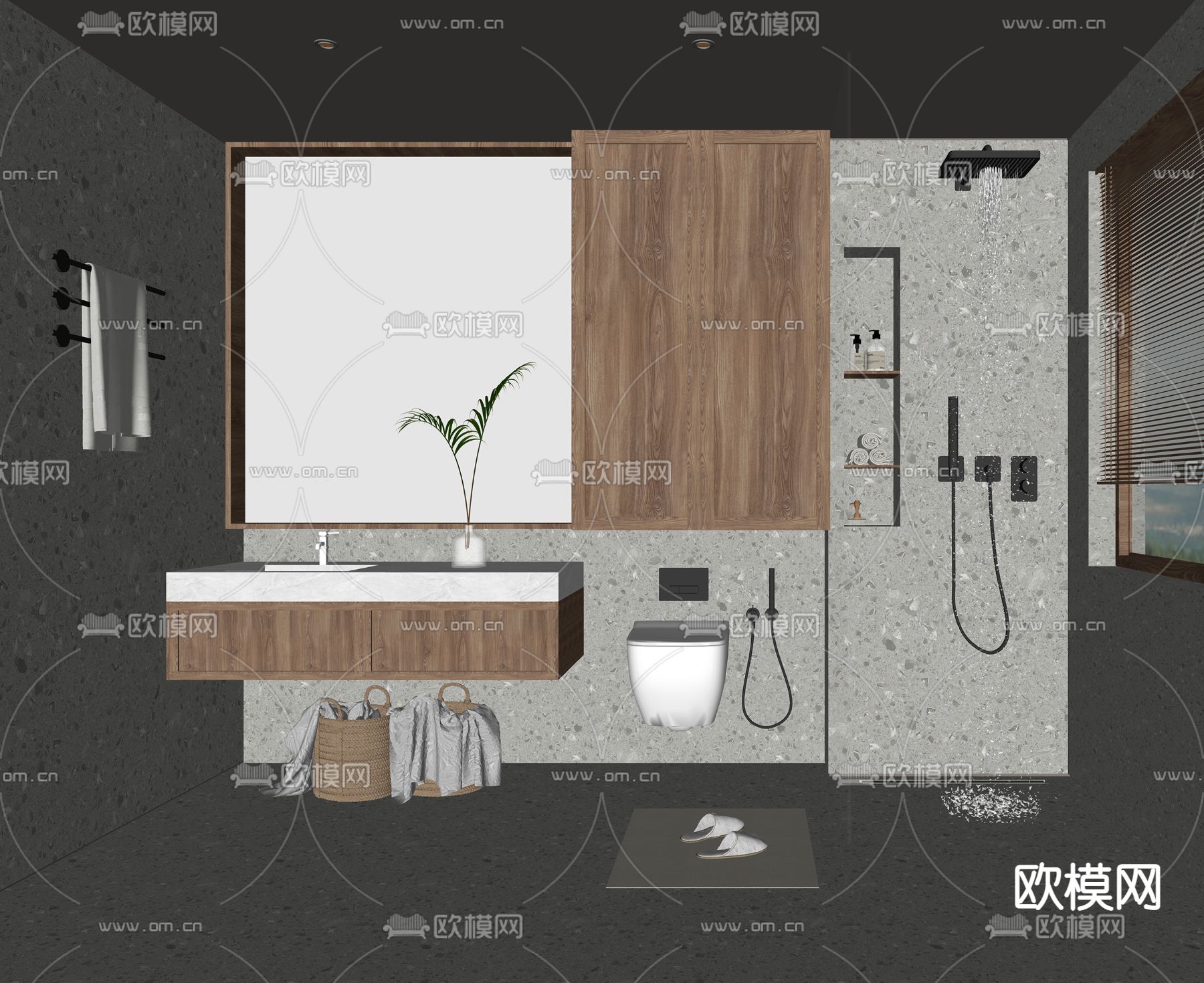 侘寂风浴室卫生间su模型下载（渲染图2）