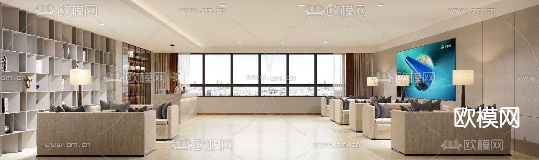 现代宾客休息室免费3d模型下载