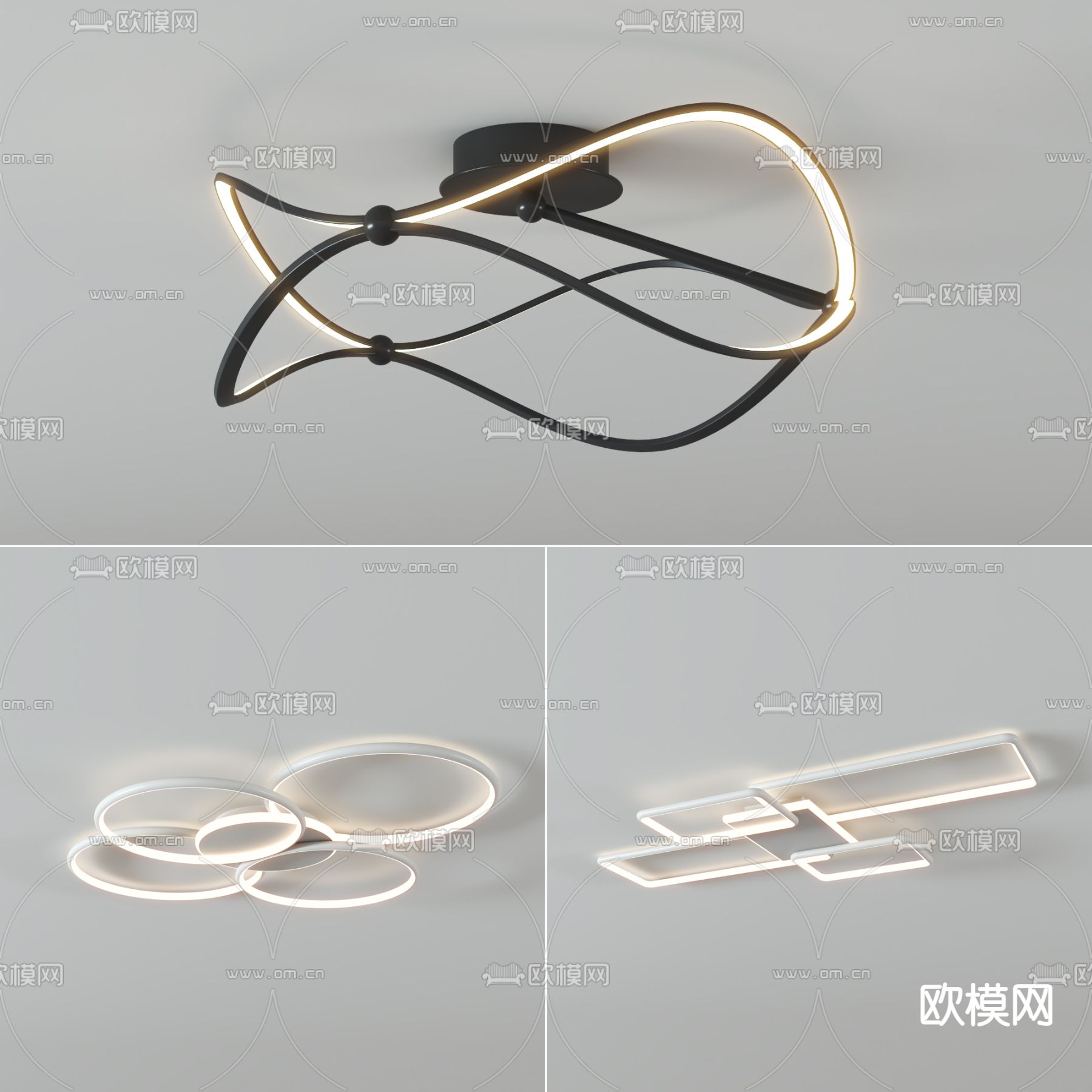 现代轻奢吸顶灯su模型下载（渲染图1）